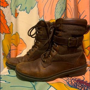 UGG waterproof brown leather boots sherpa lined womens 8.5